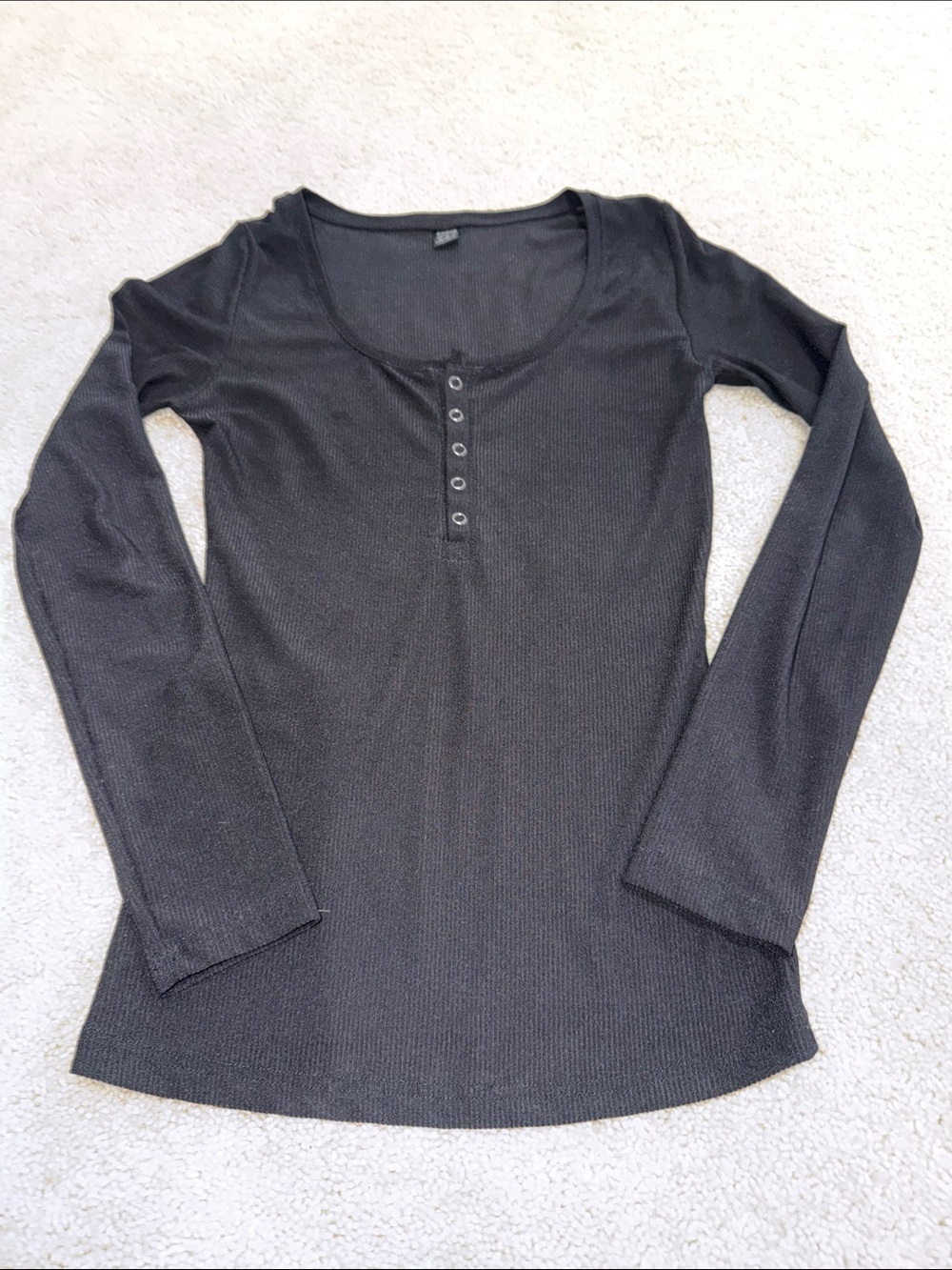 Classic Black Henley Long-Sleeve Top - Women